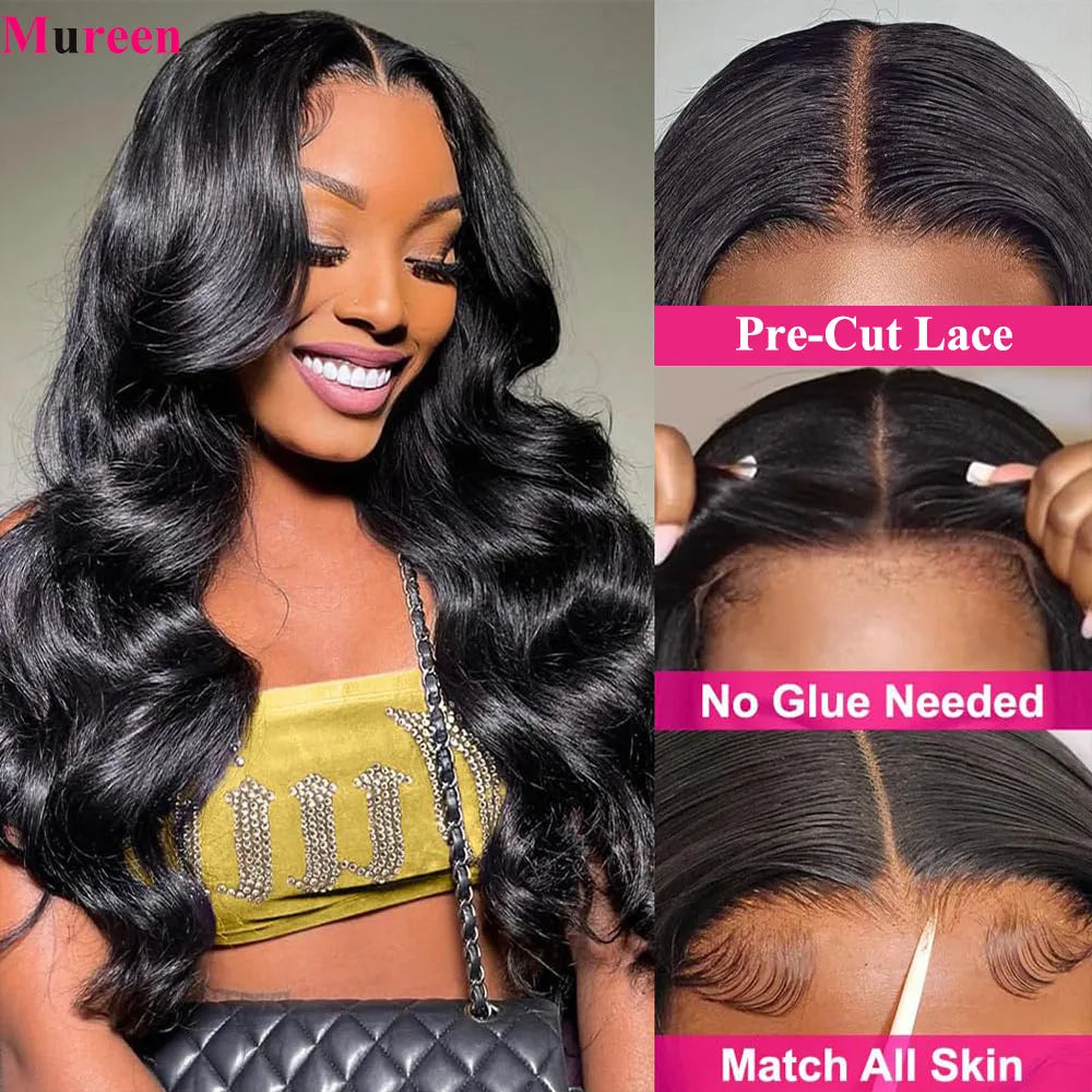250% Density Glueless Wigs Human Hair Ready To Wear Body Wave Pre Cut Lace Wear And Go Wig 4X4 Lace Closure Wig