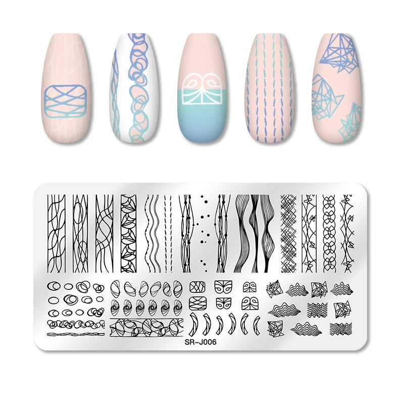 Nail Stamping Plate Flower Leaf Geometry Stamp Template Snakeskin Nail Image Plate Stencil DIY Printing Stainless Steel Tools