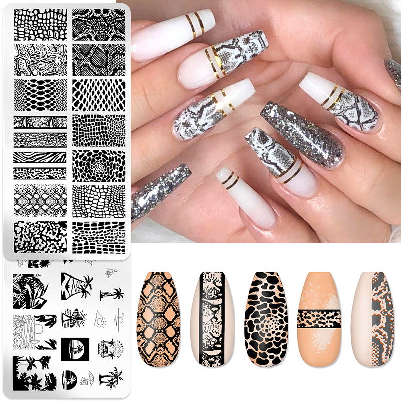 Nail Stamping Plate Flower Leaf Geometry Stamp Template Snakeskin Nail Image Plate Stencil DIY Printing Stainless Steel Tools
