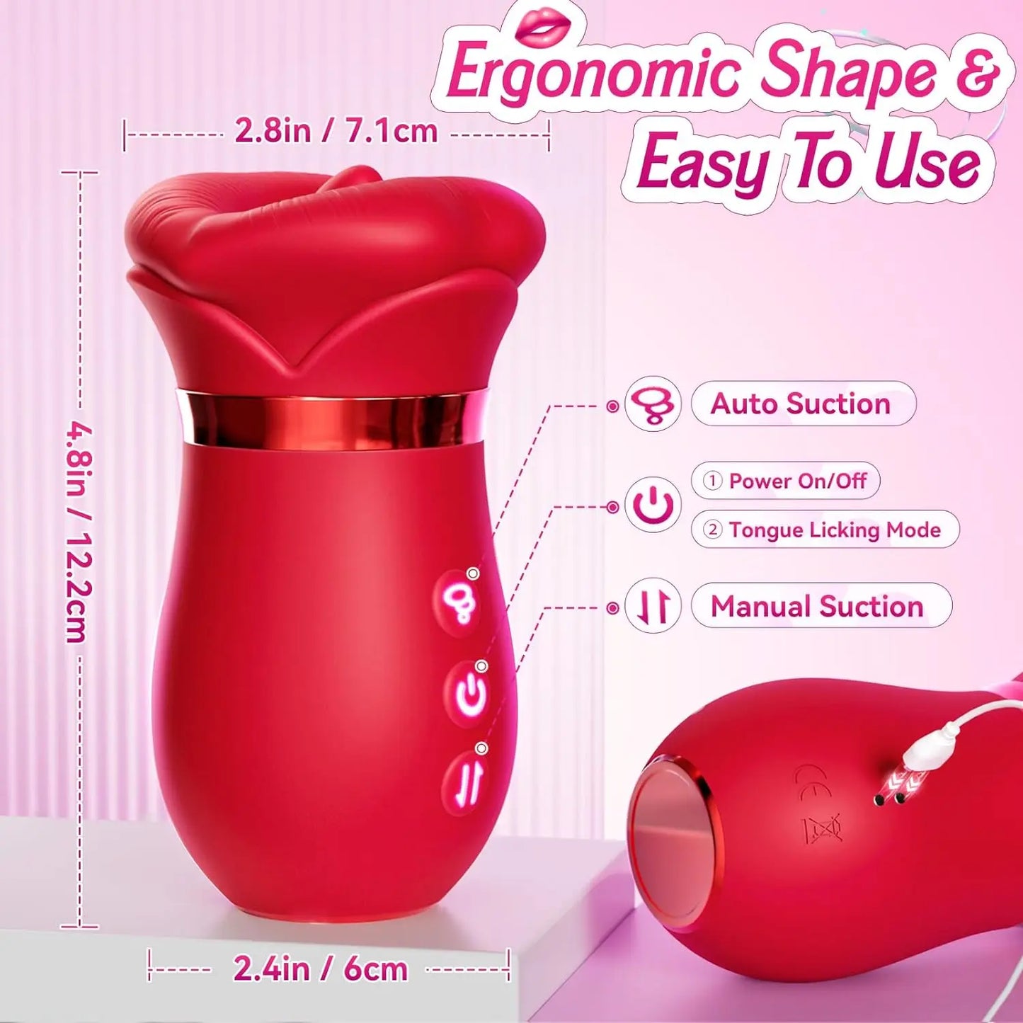 Mouthpiece rose sex toy tongue licking clitoris nipple sucking stimulation sexual intercourse vibrating massager adult products