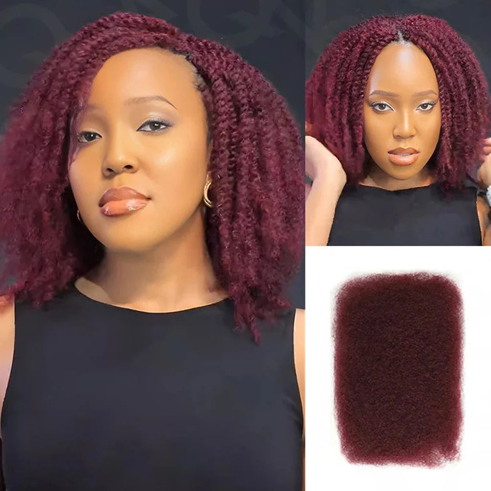 QVR Afro Kinky Bulk Human Hair Extensions 10"-22" 50Gram/pc Bigger Afro Kinky Bulk For Braiding DreadLock Natural Color