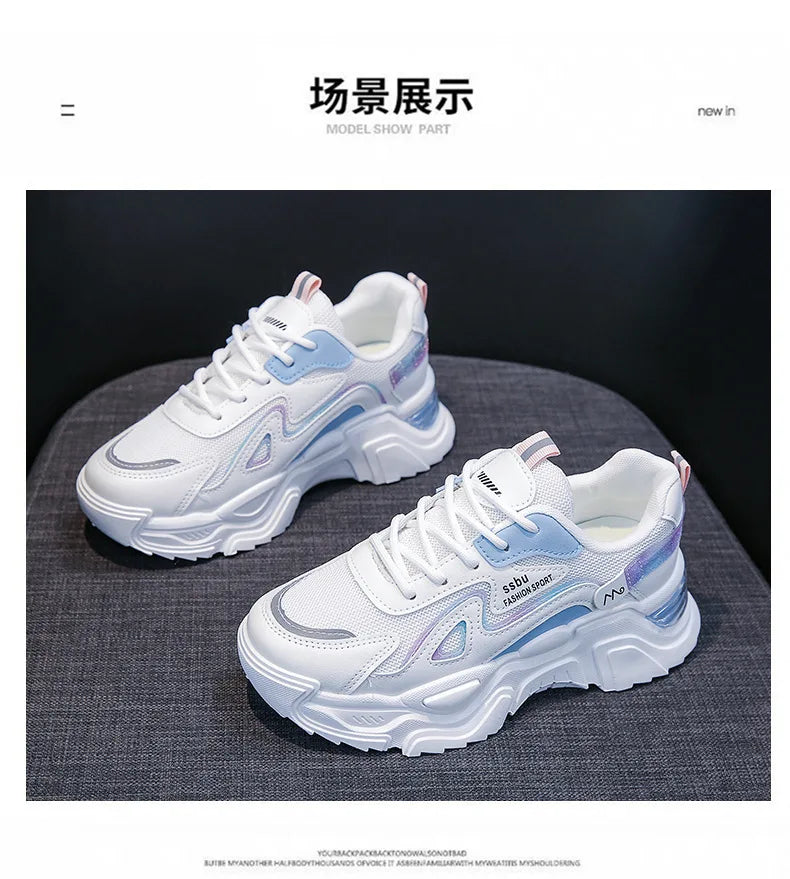 2024 women's Sports Platform Shoes Increased Breathable Women's Casual sneakers Lightweight Running Shoes Zapatillas De Mujer