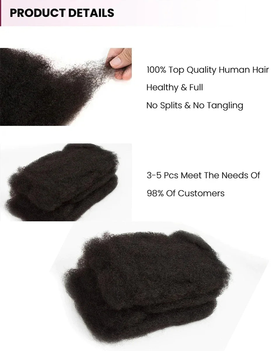 Best Sale QVR Afro Kinky Bulk Twist Braids Hair100% Human Hair for Braiding Dreadlocks Extentions Remy Bulk Hair No Attachment
