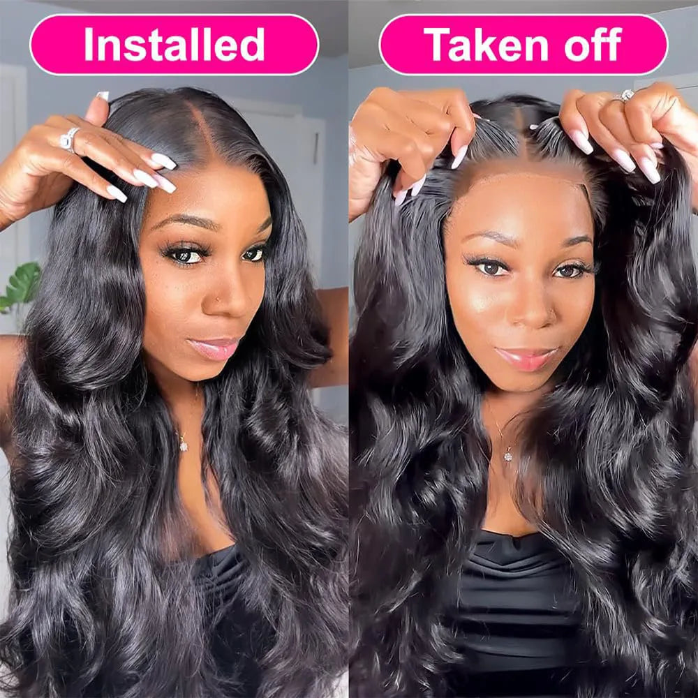 250% Density Glueless Wigs Human Hair Ready To Wear Body Wave Pre Cut Lace Wear And Go Wig 4X4 Lace Closure Wig