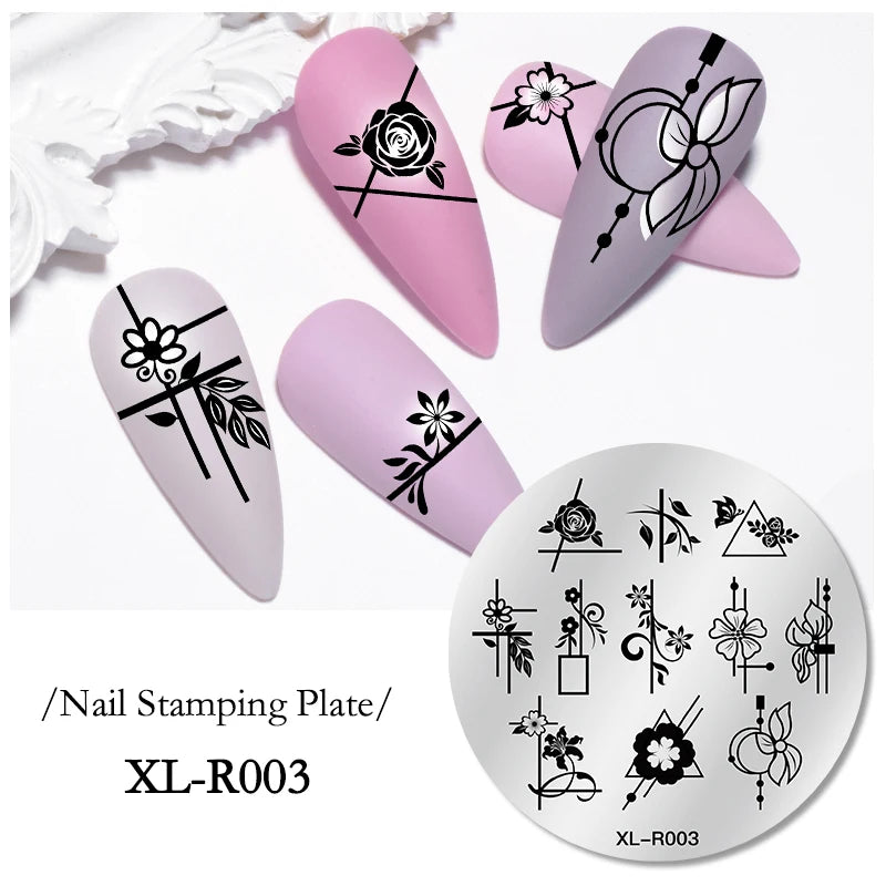 Nail Stamping Plate Flower Leaf Geometry Stamp Template Snakeskin Nail Image Plate Stencil DIY Printing Stainless Steel Tools