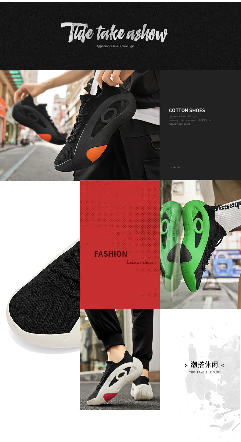 New Arrival Black Green Summer Sneakers for Men Breathable Socks Casual Sports Shoes Men Trainers Platform Designer Sneakers Men