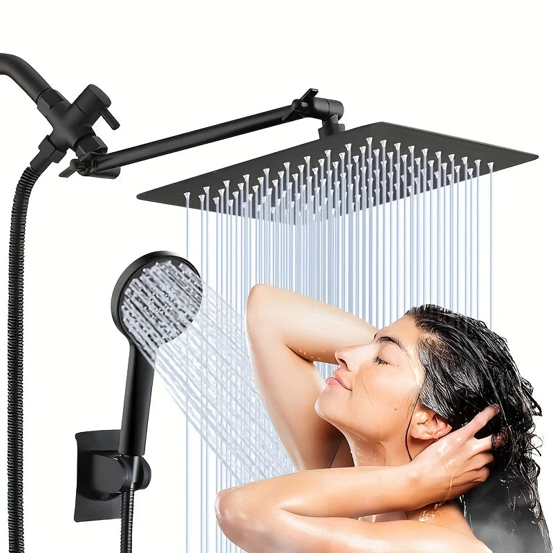 Bathroom chrome plated concealed stainless steel pressurized shower shower set with extended lever arm, toilet top spray shower