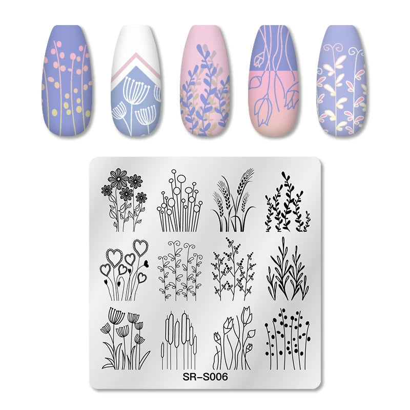 Nail Stamping Plate Flower Leaf Geometry Stamp Template Snakeskin Nail Image Plate Stencil DIY Printing Stainless Steel Tools