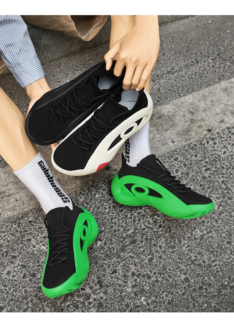 New Arrival Black Green Summer Sneakers for Men Breathable Socks Casual Sports Shoes Men Trainers Platform Designer Sneakers Men