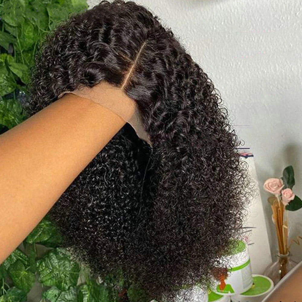12A Wear Go Glueless Kinky Curly Short Bob Human Hair Wigs 13x4 Transparent Lace Frontal Closure Wigs Brazilian Remy Human Hair