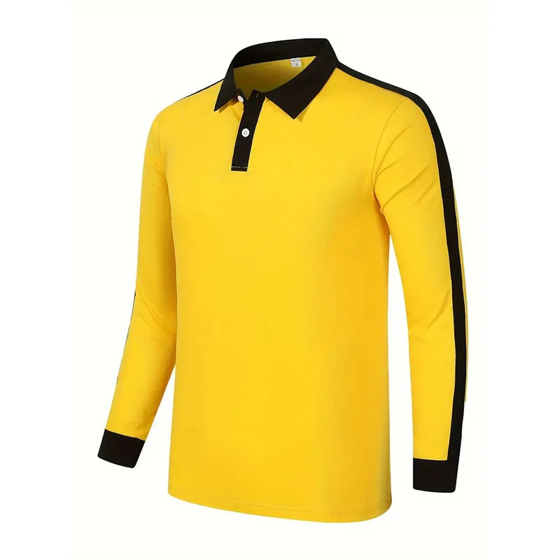 2024 Men's long sleeved polo shirt, spring and autumn casual sports breathable top, men's fashion patchwork polo shirt