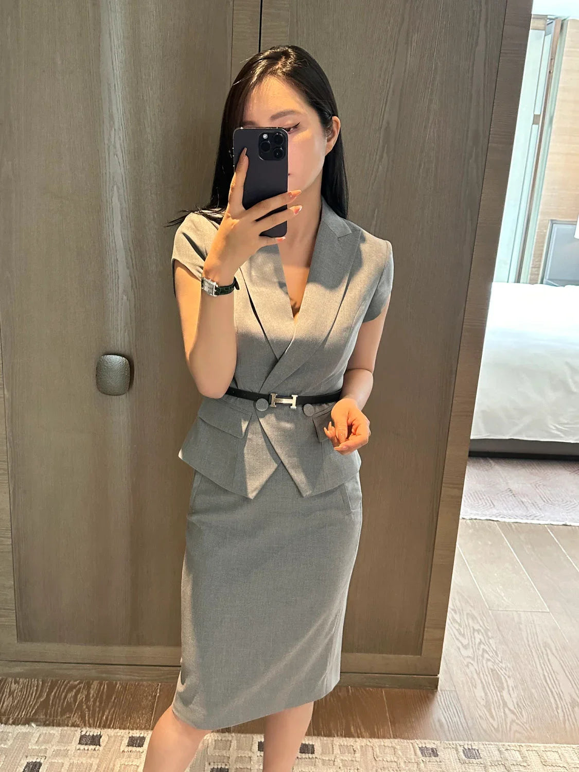 Short Sleeve Woman Outfit Sexy Office Skirt 2 Pieces Sets for Women Korea New in The Same Clothing Trend 2024 Festival Matching