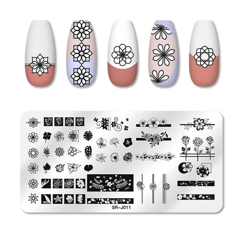 Nail Stamping Plate Flower Leaf Geometry Stamp Template Snakeskin Nail Image Plate Stencil DIY Printing Stainless Steel Tools