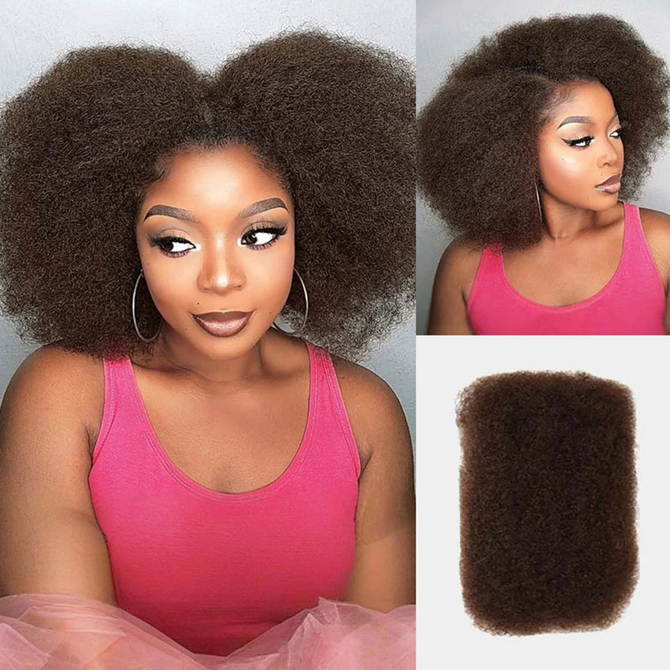 QVR Afro Kinky Bulk Human Hair Extensions 10"-22" 50Gram/pc Bigger Afro Kinky Bulk For Braiding DreadLock Natural Color