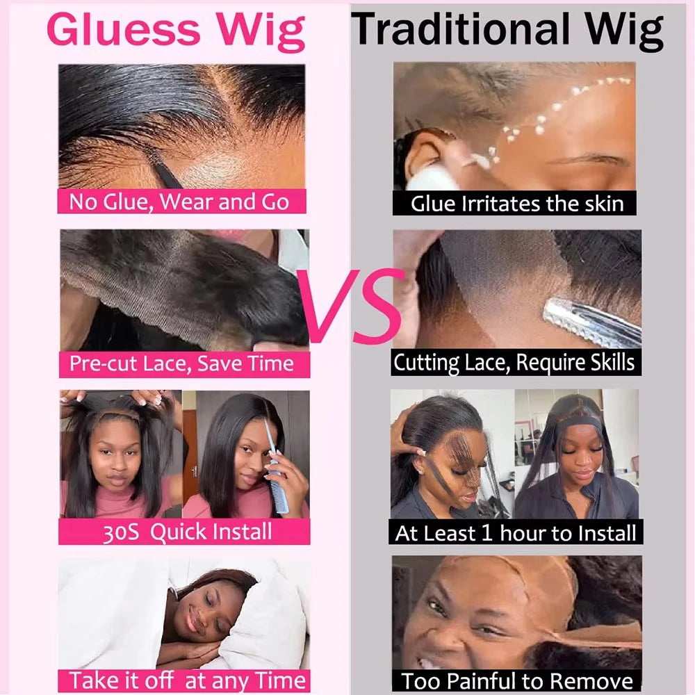 250% Density Glueless Wigs Human Hair Ready To Wear Body Wave Pre Cut Lace Wear And Go Wig 4X4 Lace Closure Wig