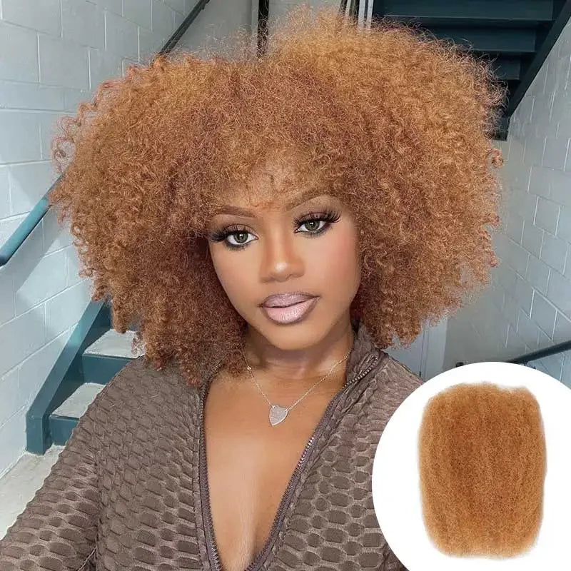 QVR Afro Kinky Bulk Human Hair Extensions 10"-22" 50Gram/pc Bigger Afro Kinky Bulk For Braiding DreadLock Natural Color