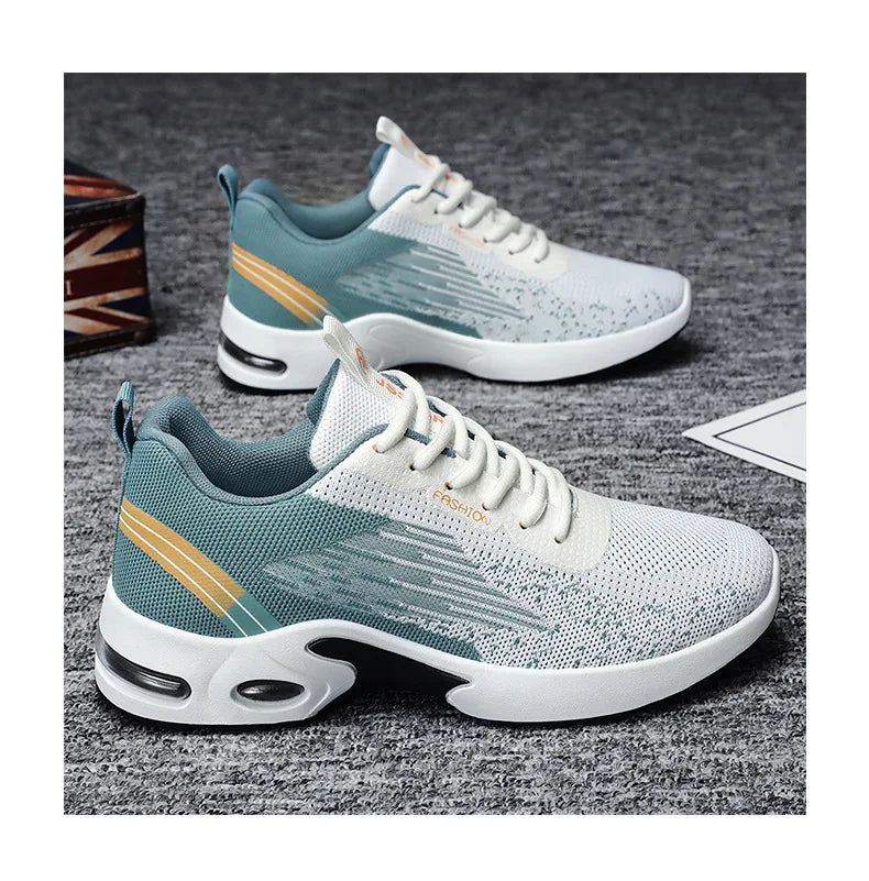 Men's Shoes Spring fashion 2025 lace-up Soft sole sports single shoes flying woven Casual style men's Running shoes sneakers