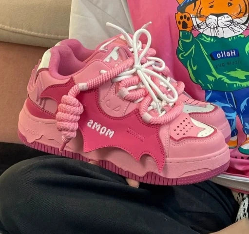 Cute Harajuku Sneakers Women's Running Shoes 2024 New blue Thick Platform Sneakers students Outdoor Casual pink Vulcanized Shoes