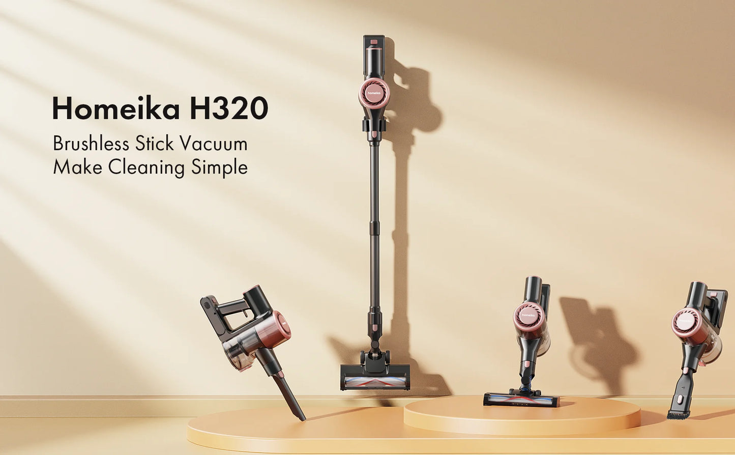 Homeika Cordless Vacuum Cleaner,28KPA 55mins Powerful Suction 8-in-1 LED Display,One-Click Dust Emptying for Pet Hair/Allergies