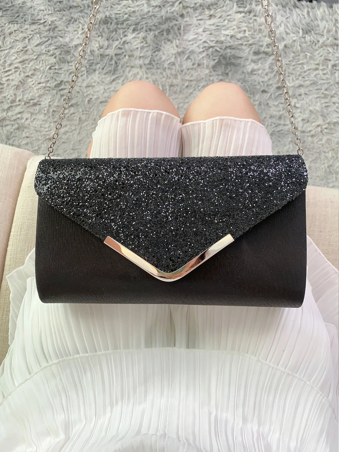 Glitter Bling,Shiny Elegant And Fashionable Envelope Clutch Bag, Party Wedding Handbag For Women Dinner Bag
