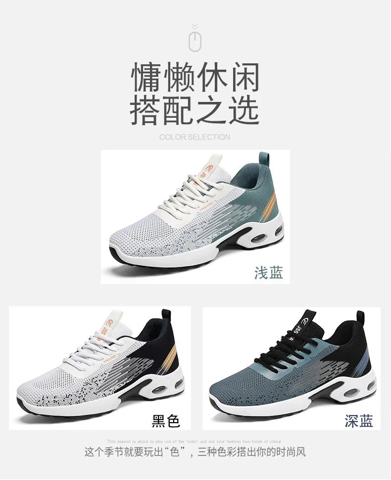 Men's Shoes Spring fashion 2025 lace-up Soft sole sports single shoes flying woven Casual style men's Running shoes sneakers