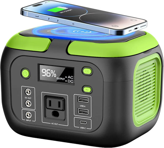 200W Portable Power Station 155Wh Solar Generator 42000mAh Power Bank with AC Outlet 110V, DC, USB QC3.0 for Outdoor Camping RV