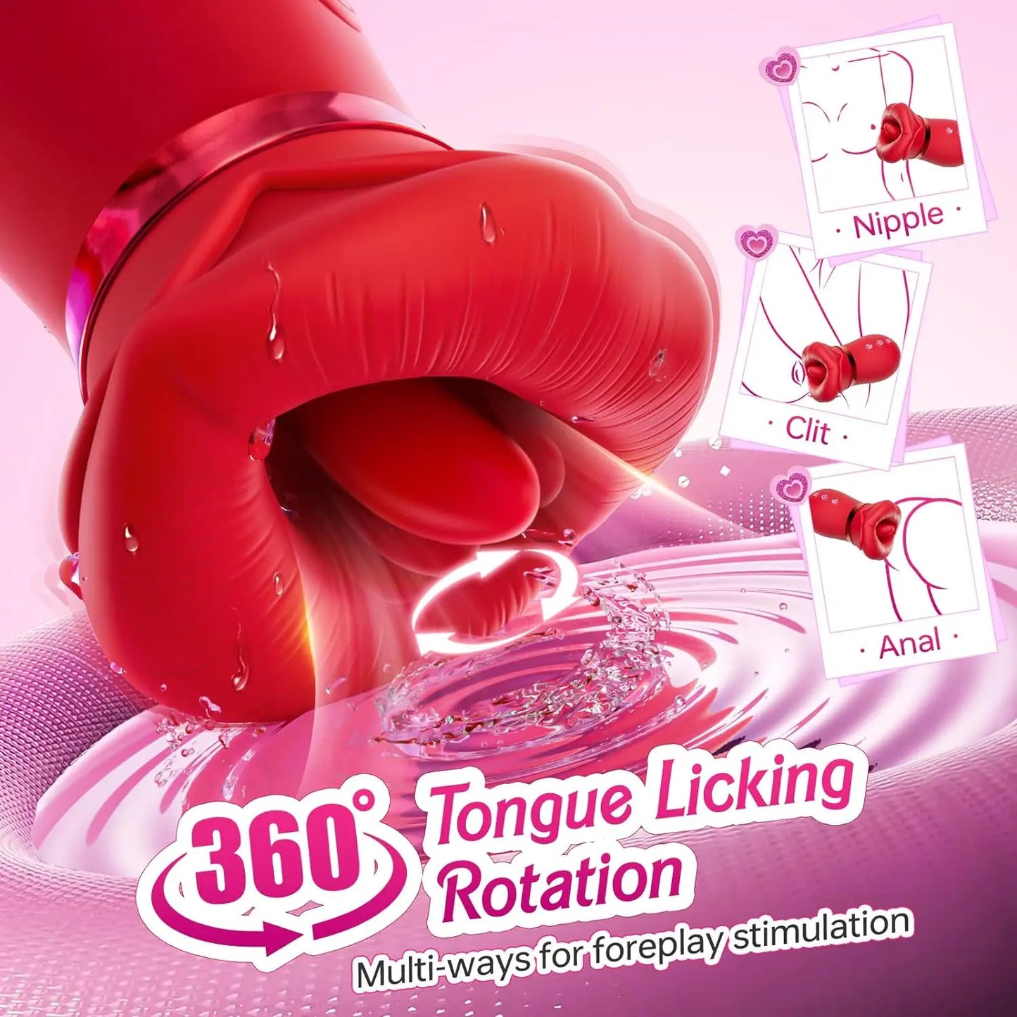Mouthpiece rose sex toy tongue licking clitoris nipple sucking stimulation sexual intercourse vibrating massager adult products