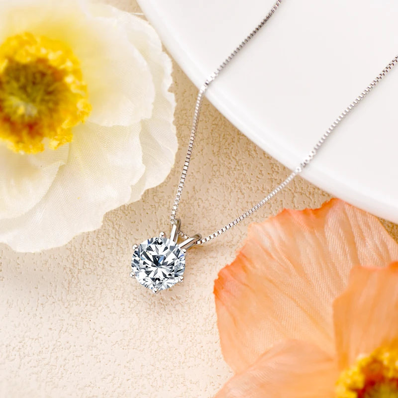 IOGOU Luxury 3.0 Carat Moissanite Pendant Necklaces for Women Real 925 Silver 1ct 2ct Diamond Necklace Engagement Jewelry Gifts