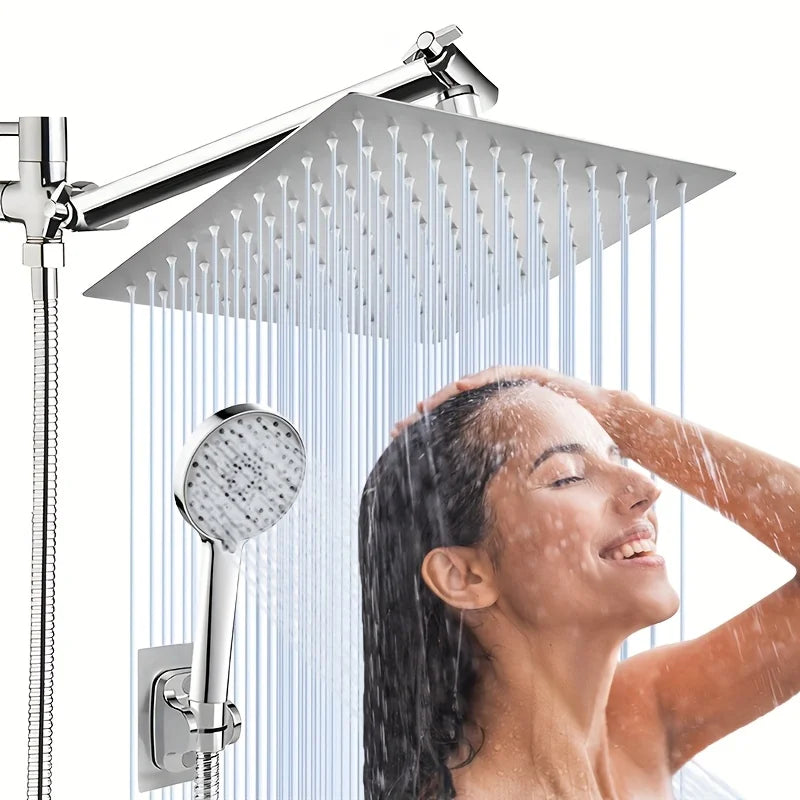 Bathroom chrome plated concealed stainless steel pressurized shower shower set with extended lever arm, toilet top spray shower