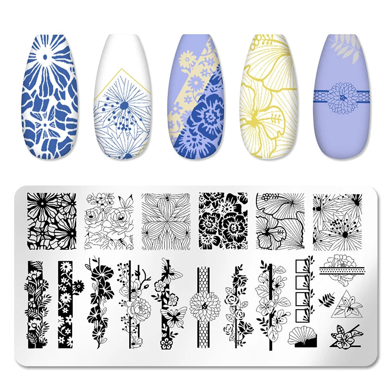 Nail Stamping Plate Flower Leaf Geometry Stamp Template Snakeskin Nail Image Plate Stencil DIY Printing Stainless Steel Tools