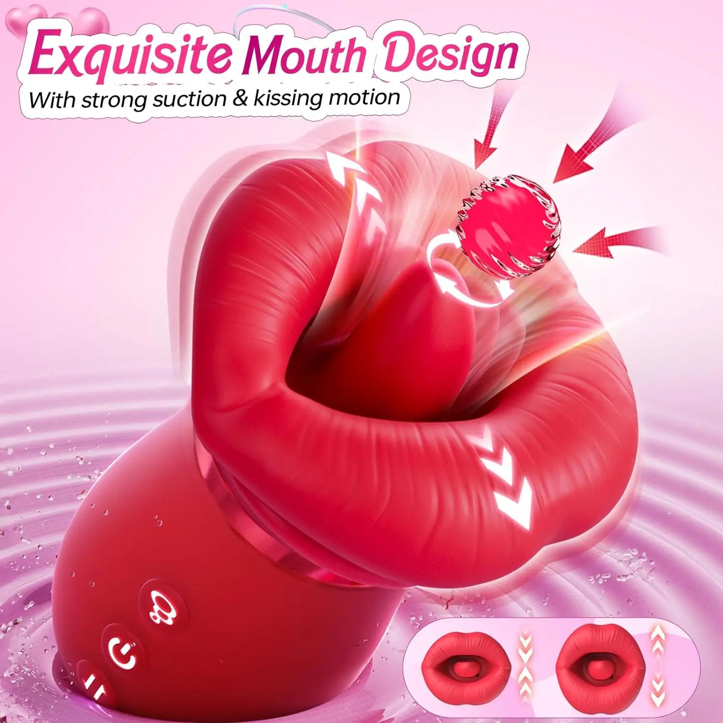Mouthpiece rose sex toy tongue licking clitoris nipple sucking stimulation sexual intercourse vibrating massager adult products