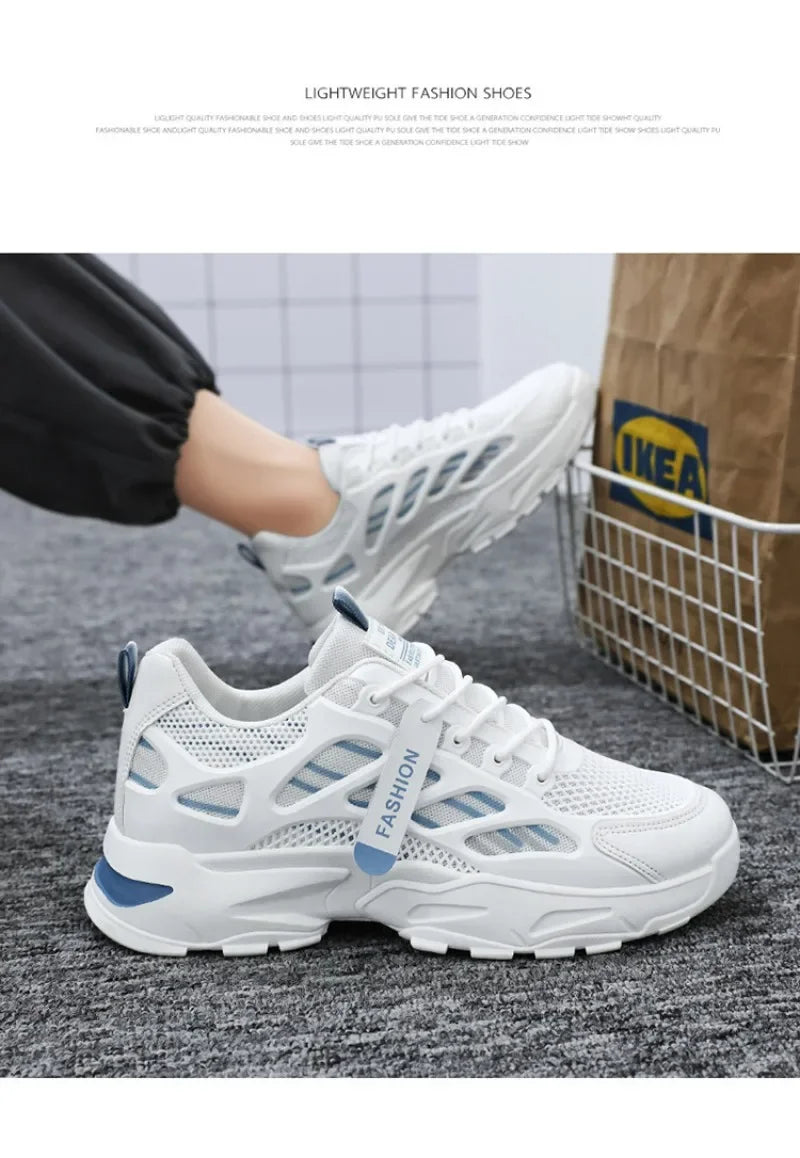 Men's Casual Sneakers Summer Breathable Anti Slip Mesh Outdoor Running Shoes Student Sneaker Tennis Shoes Zapatillas Informales