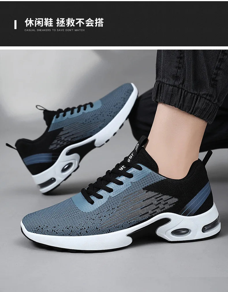 Men's Shoes Spring fashion 2025 lace-up Soft sole sports single shoes flying woven Casual style men's Running shoes sneakers