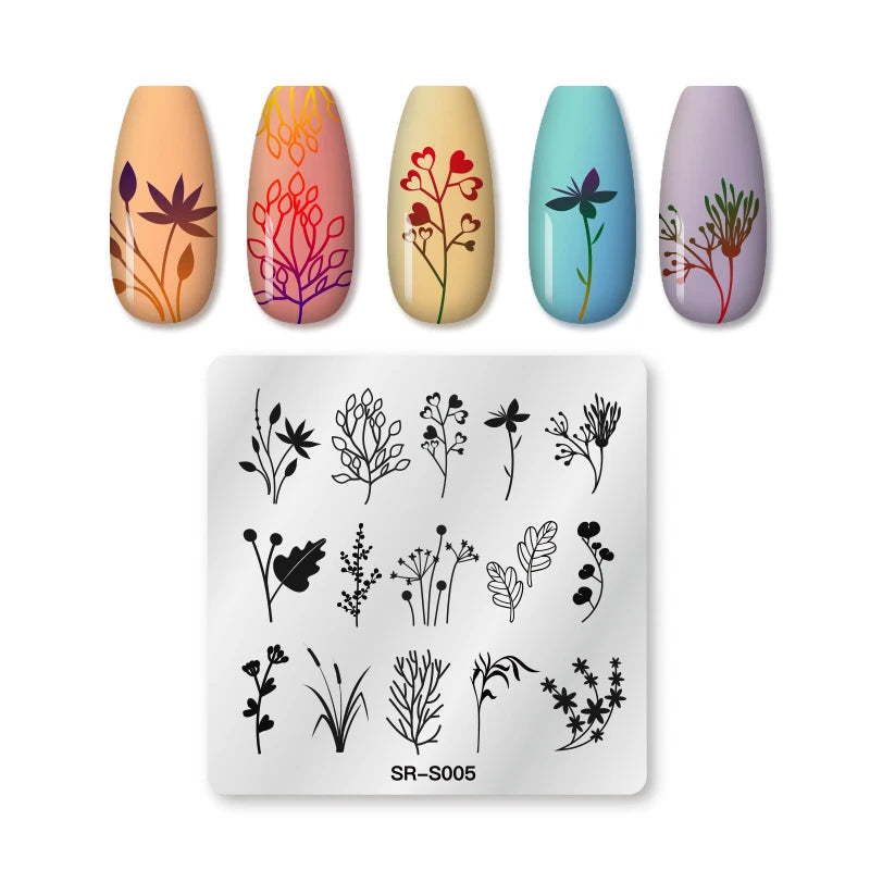 Nail Stamping Plate Flower Leaf Geometry Stamp Template Snakeskin Nail Image Plate Stencil DIY Printing Stainless Steel Tools