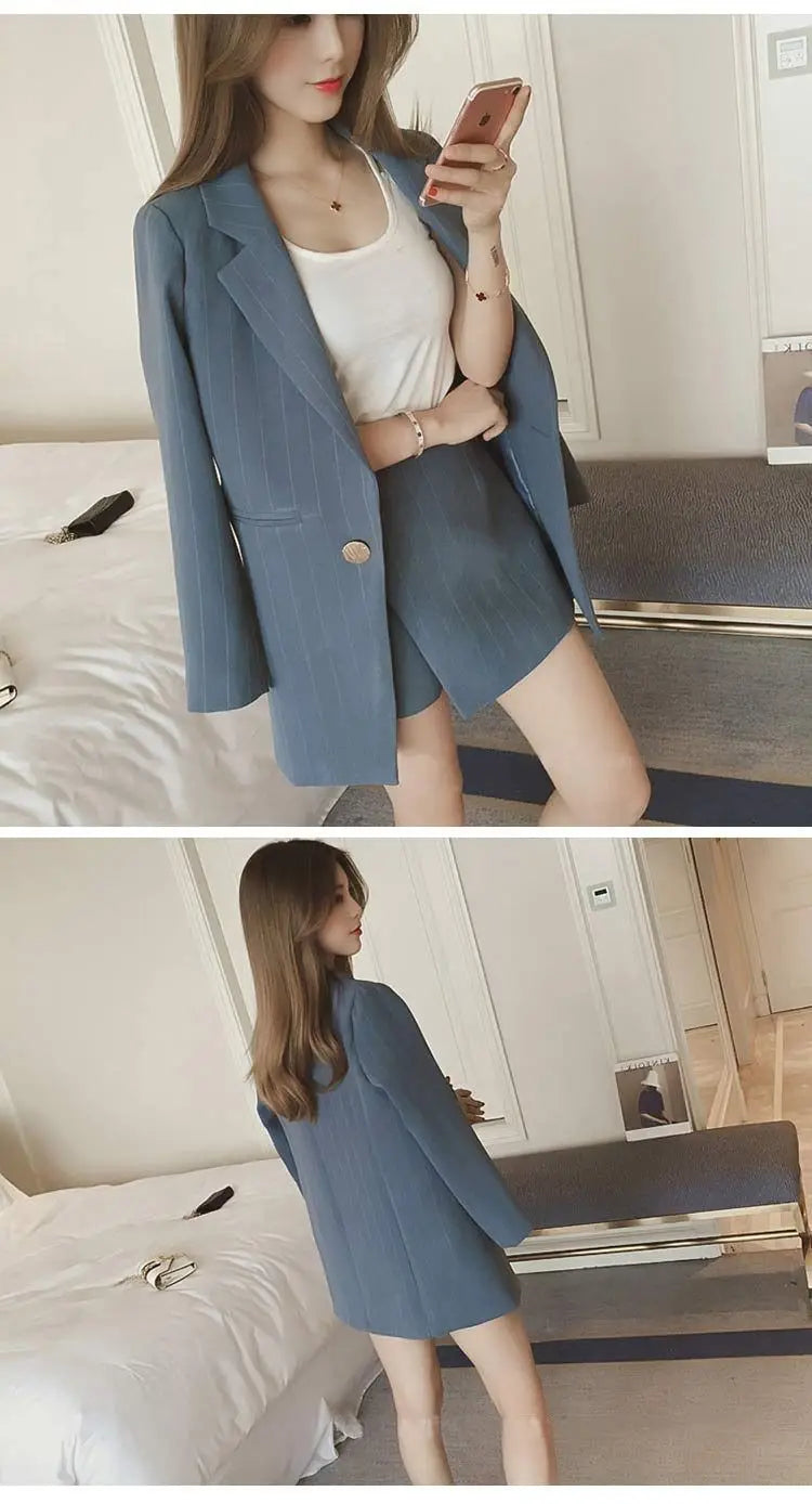 Black Two Piece Set for Women Suit with Skirt and Blazer Pink 2024 Office Long Sleeve Womens Short 2 Sets Outfit Summer Mini Hot