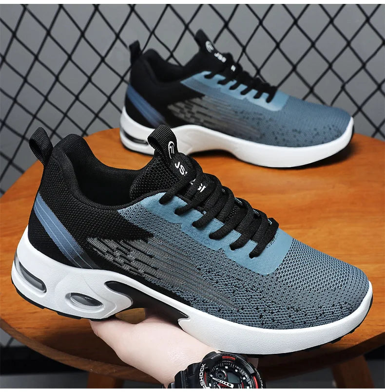 Men's Shoes Spring fashion 2025 lace-up Soft sole sports single shoes flying woven Casual style men's Running shoes sneakers