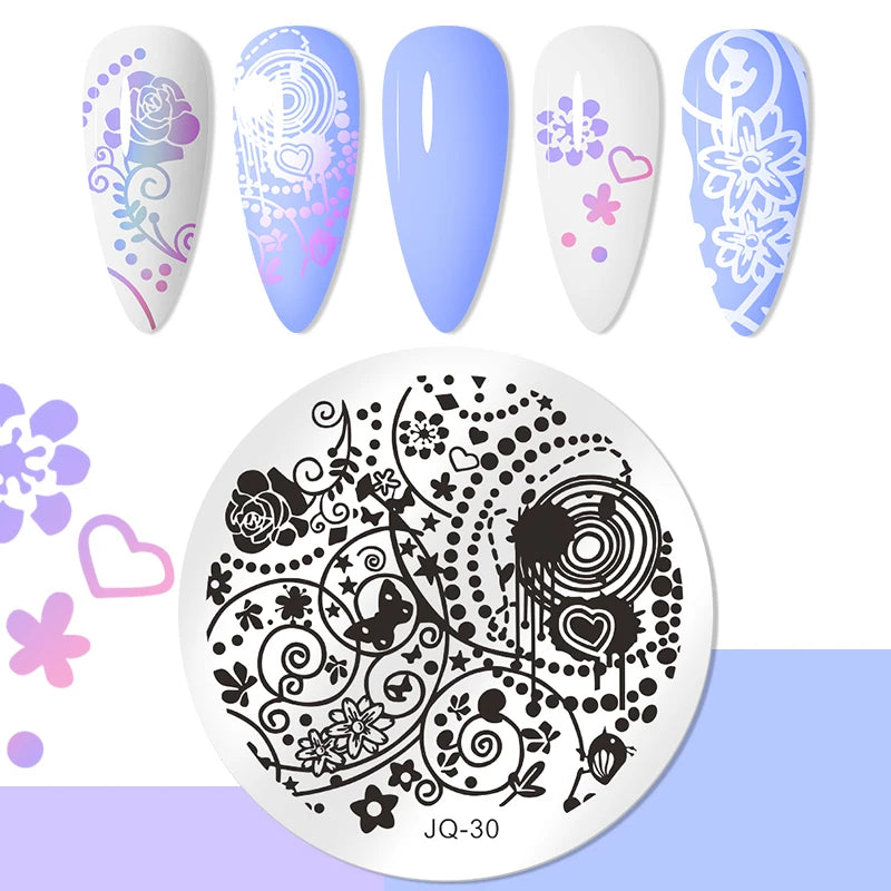 Nail Stamping Plate Flower Leaf Geometry Stamp Template Snakeskin Nail Image Plate Stencil DIY Printing Stainless Steel Tools