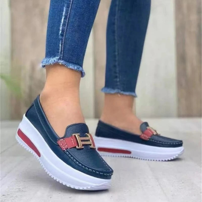 Women Vulcanized Shoes Round Toe Sneakers Outdoor Female Casual Shoes Platform Walking Women Shoes Shallow Slip-on Flat Shoe New