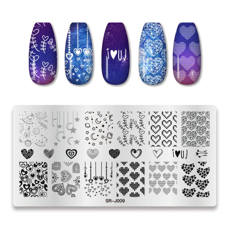 Nail Stamping Plate Flower Leaf Geometry Stamp Template Snakeskin Nail Image Plate Stencil DIY Printing Stainless Steel Tools