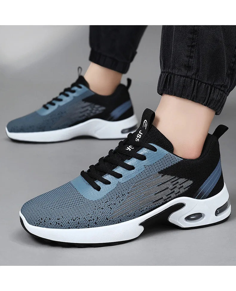 Men's Shoes Spring fashion 2025 lace-up Soft sole sports single shoes flying woven Casual style men's Running shoes sneakers