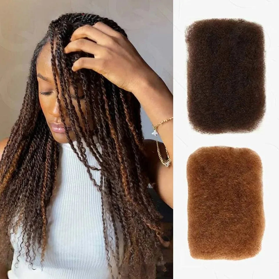QVR Afro Kinky Bulk Human Hair Extensions 10"-22" 50Gram/pc Bigger Afro Kinky Bulk For Braiding DreadLock Natural Color