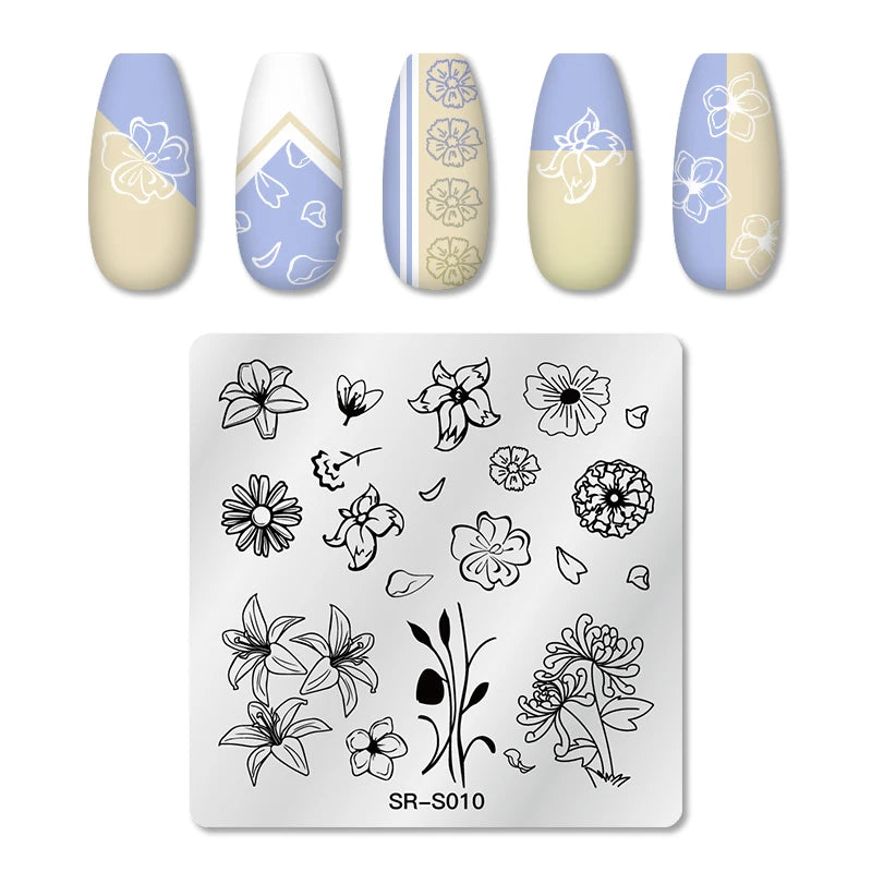 Nail Stamping Plate Flower Leaf Geometry Stamp Template Snakeskin Nail Image Plate Stencil DIY Printing Stainless Steel Tools