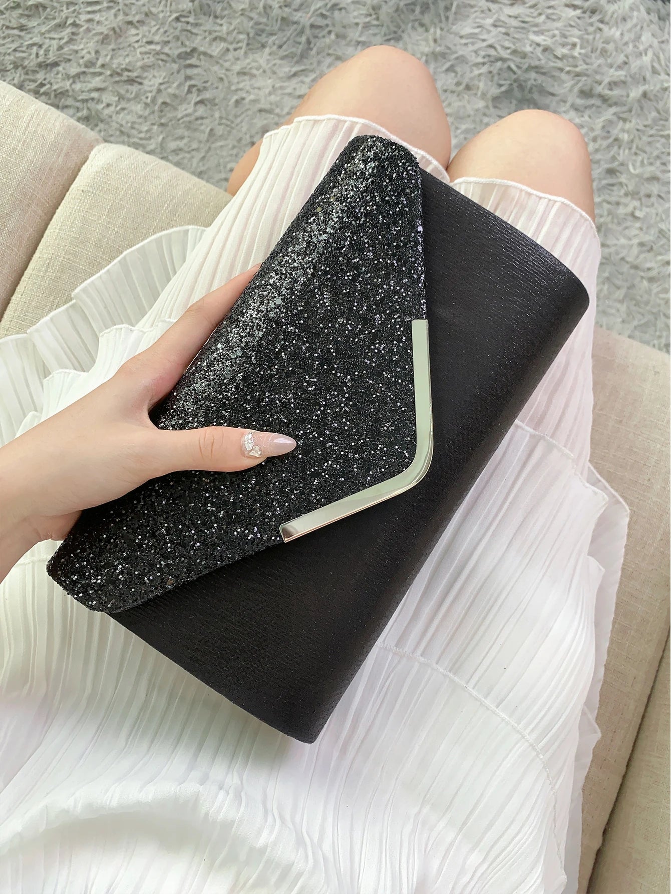 Glitter Bling,Shiny Elegant And Fashionable Envelope Clutch Bag, Party Wedding Handbag For Women Dinner Bag