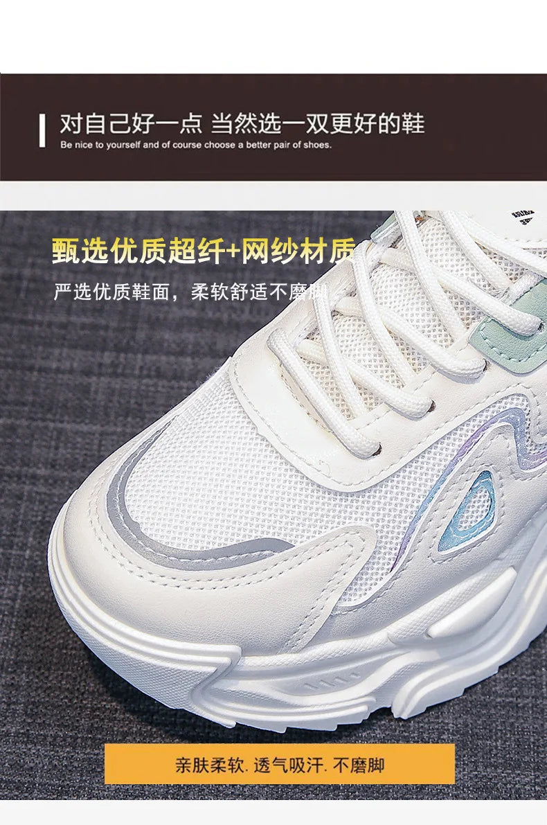 2024 women's Sports Platform Shoes Increased Breathable Women's Casual sneakers Lightweight Running Shoes Zapatillas De Mujer