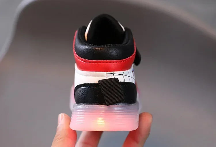 Disney Children's Led Light Shoes Fashion Aoger Spiderman Boys Sneakers Girls Cartton Casual Shoes Breathable Kids Sport Shoes