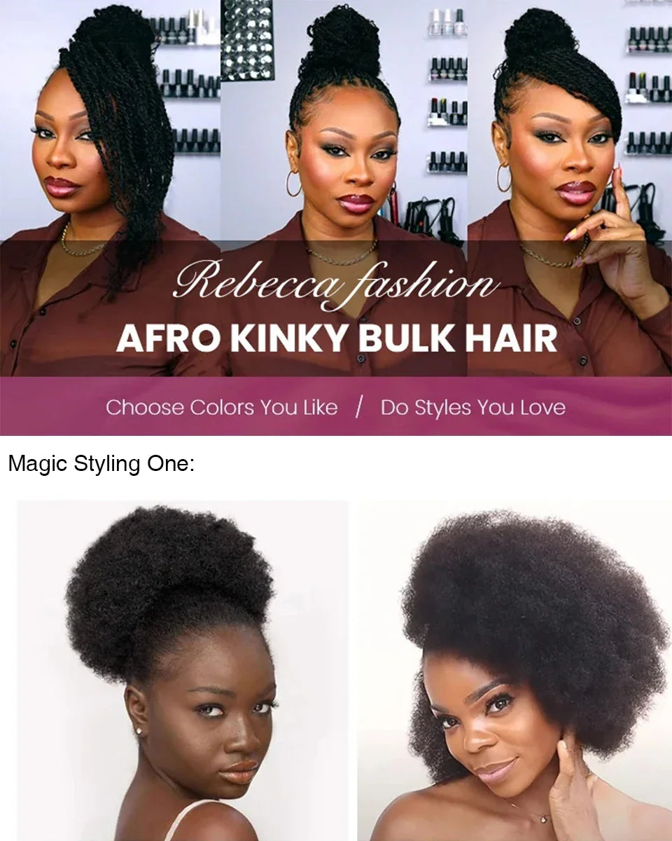 Best Sale QVR Afro Kinky Bulk Twist Braids Hair100% Human Hair for Braiding Dreadlocks Extentions Remy Bulk Hair No Attachment
