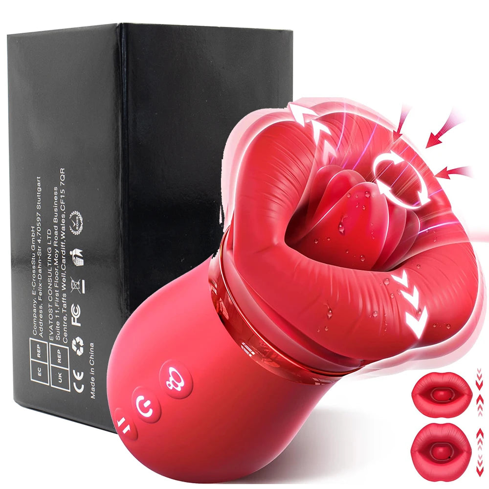 Mouthpiece rose sex toy tongue licking clitoris nipple sucking stimulation sexual intercourse vibrating massager adult products