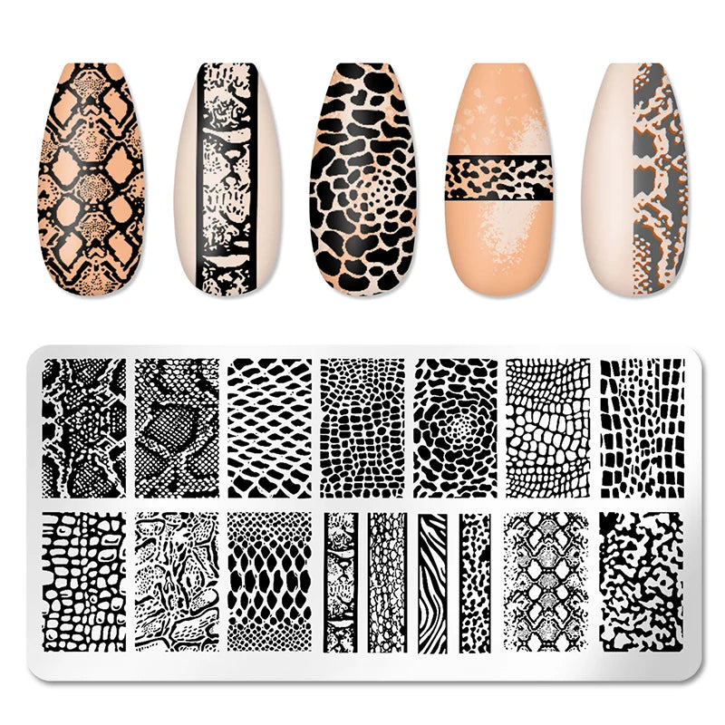 Nail Stamping Plate Flower Leaf Geometry Stamp Template Snakeskin Nail Image Plate Stencil DIY Printing Stainless Steel Tools