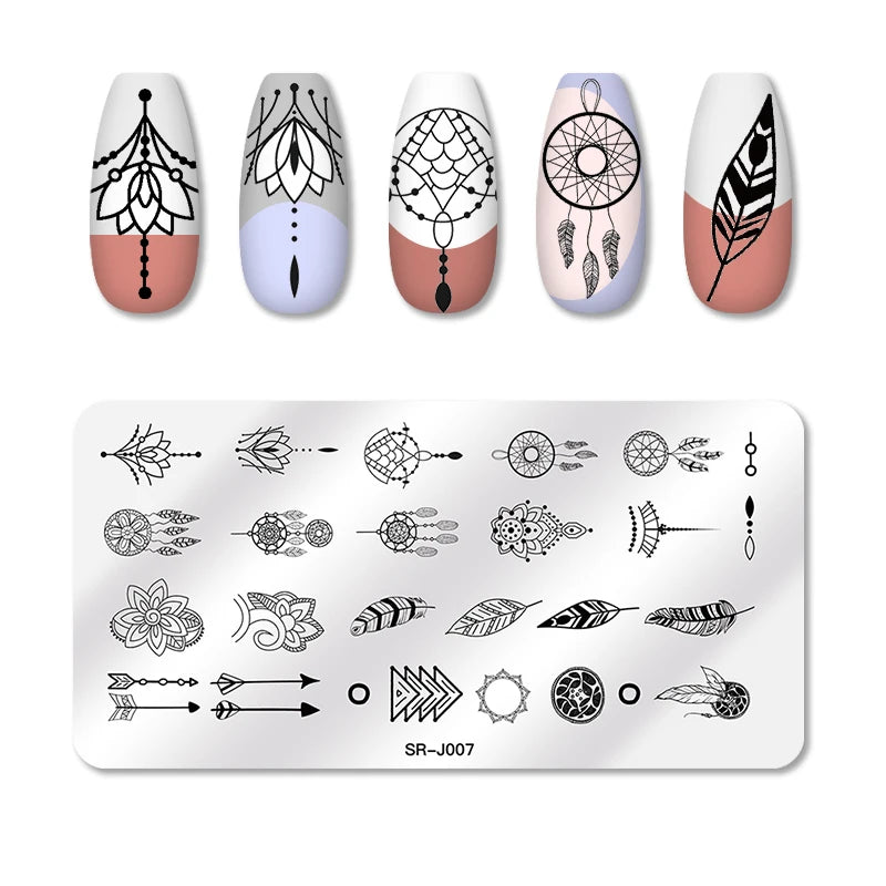 Nail Stamping Plate Flower Leaf Geometry Stamp Template Snakeskin Nail Image Plate Stencil DIY Printing Stainless Steel Tools