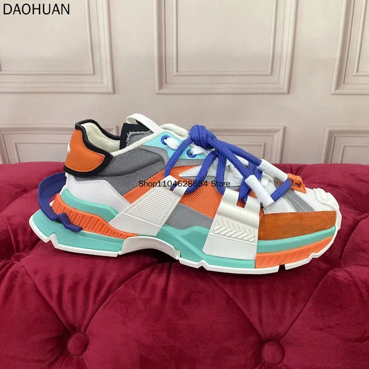 Men's Luxury Trendy New Patchwork Thick Soled Casual Skateboard Shoes, Women's Fashionable Retro Versatile Prom Sneakers